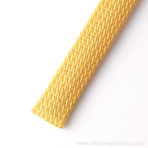 Yellow Expandable automotive braided wire sleeve